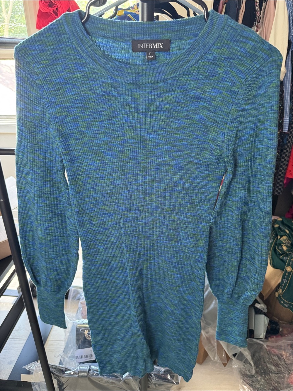 INTERMIX Marled Ribbed Knit Dress